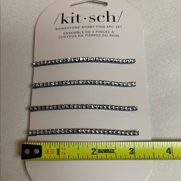 Kitsch Rhinestone Bobby Pins – Black Metal with Silver Sparkle (4pc) - Picture 7 of 12